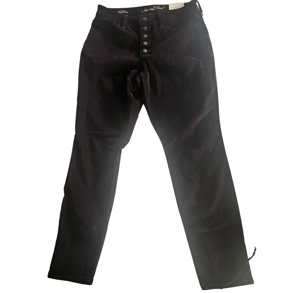 Universal Thread Pants Womens 10/30R Burgundy Corduroy Button Fly Fair‎ Trade